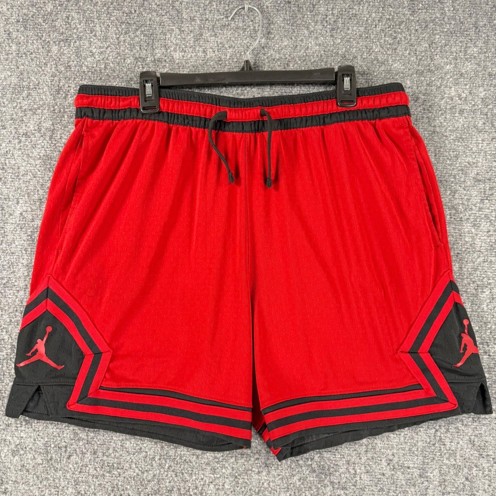 Vintage Jordan Y2K Dri-Fit Mesh Basketball Shorts Men's XXL Red Jump Man Gym